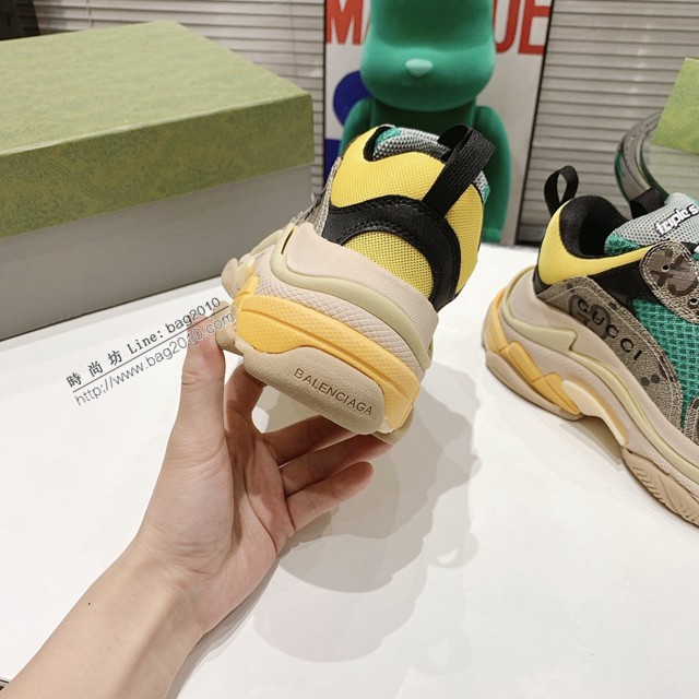 gucci古馳頂級版本情侶款Gucci x Balenciaga古馳x巴黎世家聯名款2021新款Triple S厚底運動鞋老爹鞋 dx2794